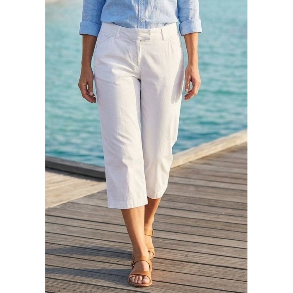Peter Millar White Stretch Cotton Capri Pants - Women's Size 4 Coastal Preppy